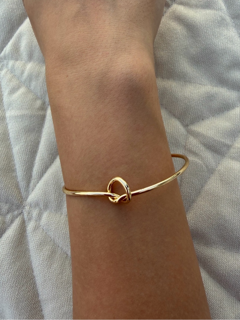 Gold-Tone Stainless Steel Love Knot Adjustable Bangle